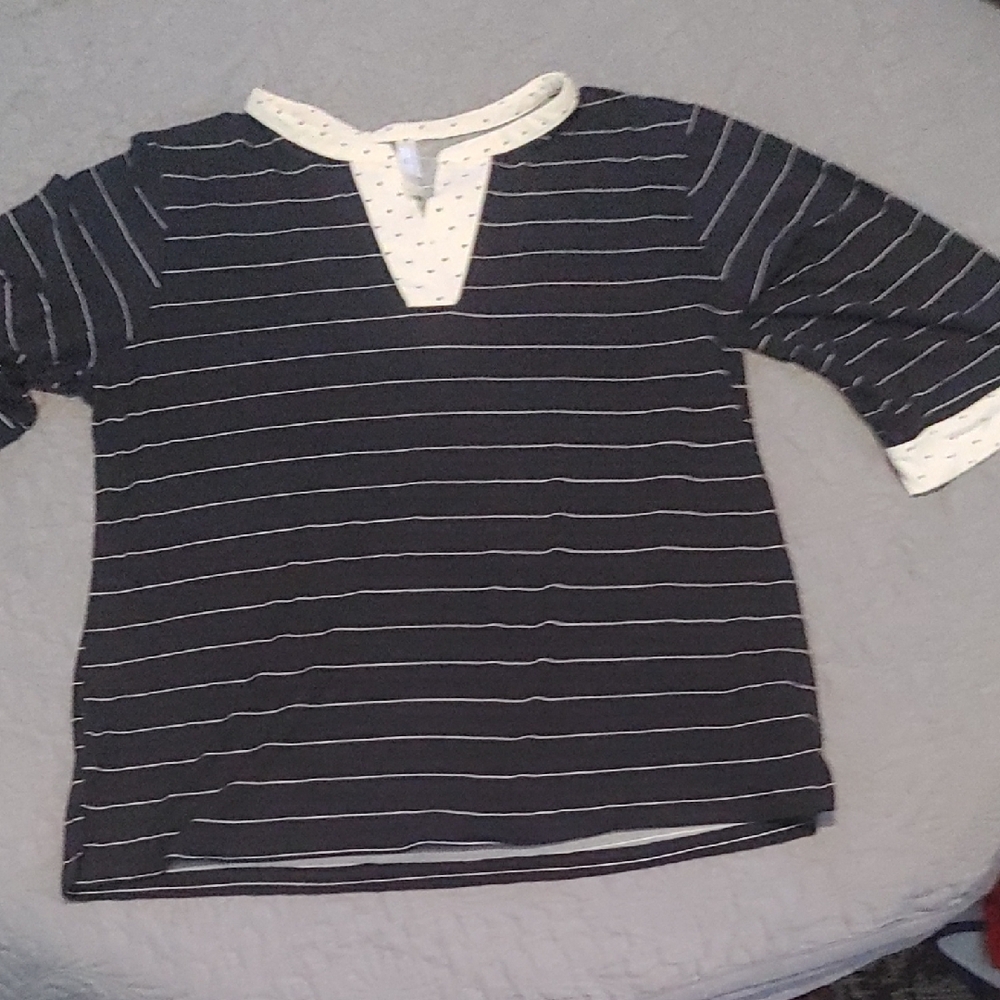Flora Nikrooz Striped PJ Shirt Sz Lg